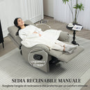 Poltrona Reclinabile 140°  con Poggiapiedi 84x91x102 cm in Microfibra Grigio  