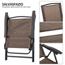 Set Tavolino e 2 Sedie Pieghevoli da Giardino in Vetro Marrone 