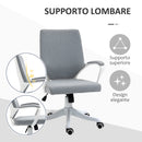 Sedia Operativa da Ufficio 62x69x92-102 cm in Tessuto Effetto Lino Grigia