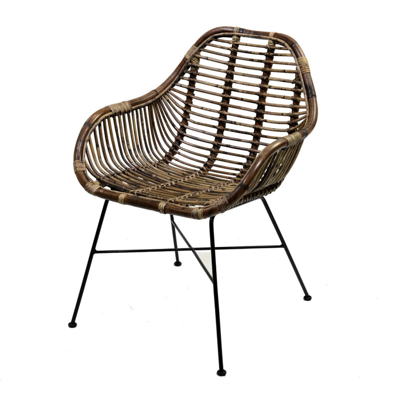 Poltrona da Giardino in Rattan 58x68H83cm Marrone