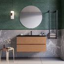 Mobile bagno sospeso 80 cm Rovere Cartagena lavabo nero opaco Seattle con Specchio Led Retroilluminato Bonussi