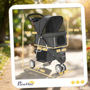 Passeggino per Cani Pieghevole 77x44x102 cm con Portabicchieri e Cestino Grigio Carbone      