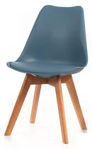 Set 4 Sedie 52x48,5x82 cm in Similpelle e Legno di Faggio Tommy Blu