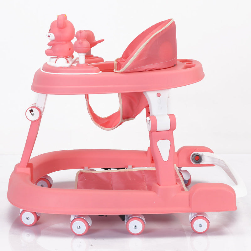 Girello Bambini PRO Primi Passi Chiusura Salvaspazio con Giochi Interattivi Rosa