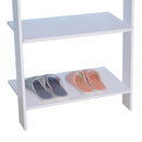 Appendiabiti da Ingresso a 3 Ripiani 4 Ganci in Legno Bianco 67x38.5x196 cm 