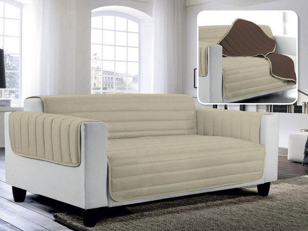 sconto Copridivano Trapuntato Double Face in Microfibra Tortora e Marrone