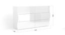 Comò 6 Cassetti 155x40x81,5 cm Onda 6C Bianco Lucido  