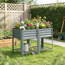 Vaso Rialzato 120x55x80 cm con Ripiano Portaoggetti Capacità 150L in Acciaio Zincato Grigio      
