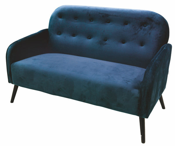Divano 136x70x90 cm in  Legno e Tessuto Effetto Velluto Blu sconto