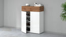 Scarpiera 2 Ante e 1 Ripiano a Ribalta 76x35x100 cm Savona 2A 1R Bianco Opaco/Rovere Wotan  