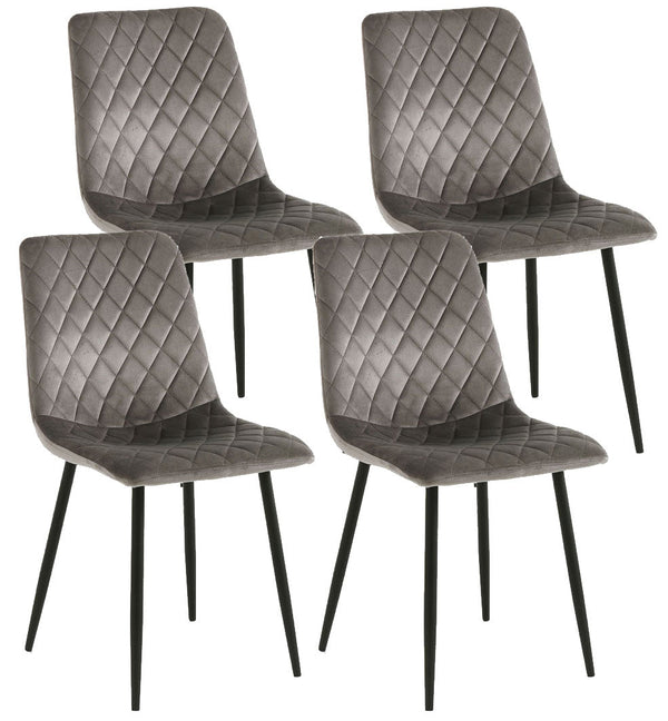 online Set 4 Sedie 44x50x88 cm in Velluto Grigio
