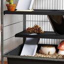 Gabbia per Piccoli Animali a 4 Livelli 52x52x115 cm con Rampe Amaca e Ruote Grigio   