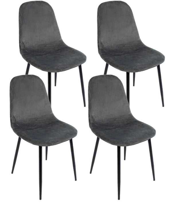 Set 4 Sedie 52,5x42,5x90 cm Irelia in Velluto Grigio Scuro acquista