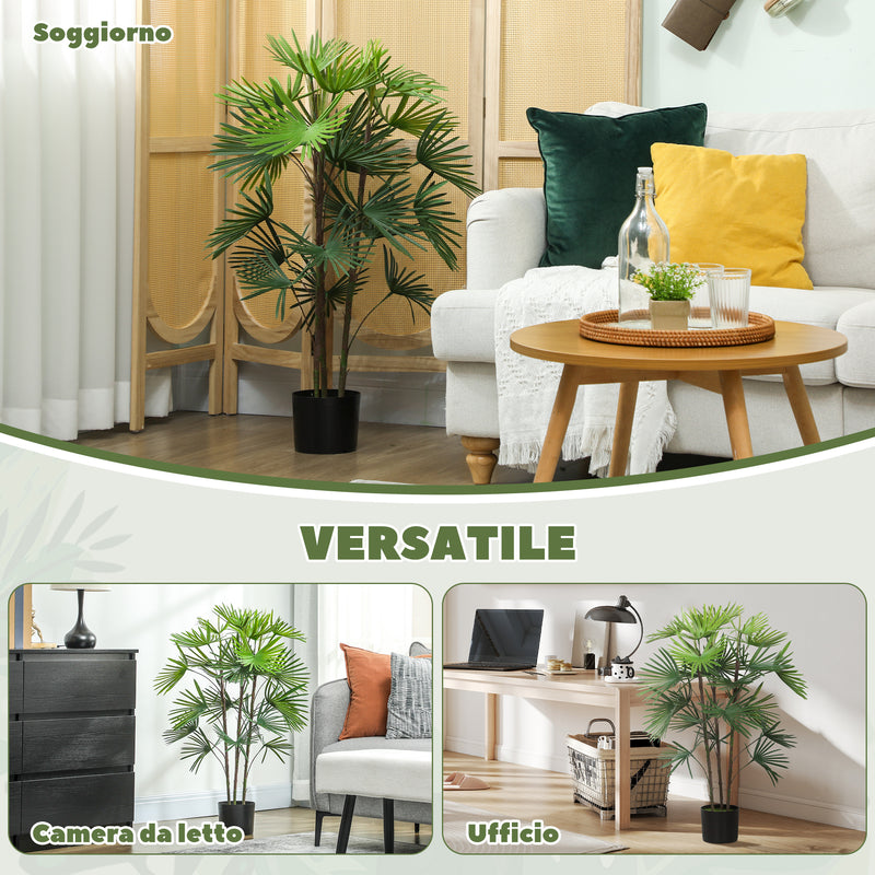 Pianta Artificiale Palma Alta 90 cm per Interni con Vaso in PE Verde  