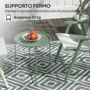 Tavolino da Giardino Ø46x50 cm con Vassoio Rimovibile e Gambe Pieghevoli in Acciaio Verde      