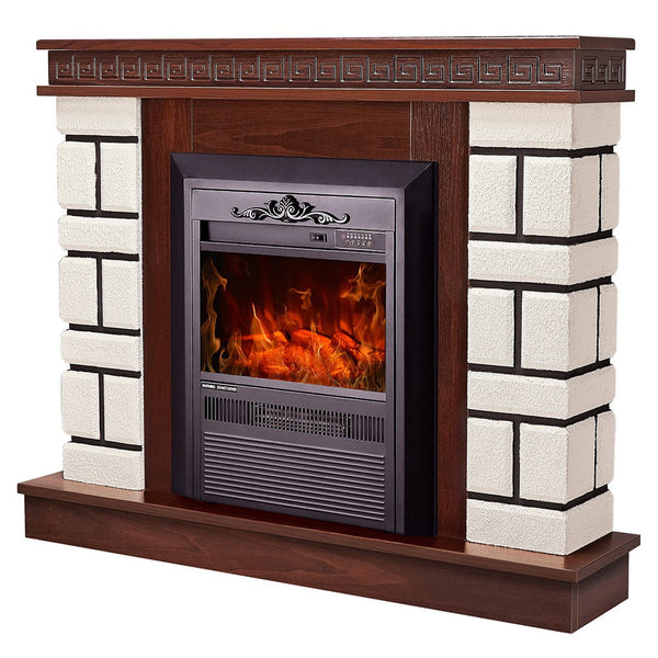 sconto Camino Elettrico da Pavimento 87,4x108x24,5 cm Effetto Fiamma 2000W Nazarii mini & Cristina Noce