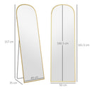 Specchio a Figura Intera da Terra o Parete 50x170cm con Supporto Pieghevole in Lega di Alluminio Oro  