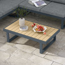 Set Salotto da Giardino Divano Angolare e Tavolino da Caffè Grigio e Teak