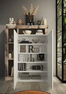 Mobile Multiuso 2 Ante con 5 Ripiani 109x30x138,5 cm Hamburg Bianco Lucido e Pero