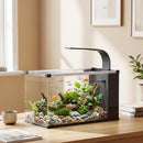 Acquario 45x25x25,5 cm Capacità 24L con Filtro Luce LED e Pompa dell'Acqua in Vetro Temperato Nero      