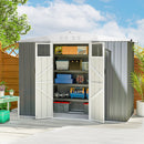 Capanno da Giardino 246x117x180 cm Porta Attrezzi con 2 Porte in Acciaio Zincato Grigio Chiaro      