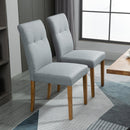 Set 2 Sedie Imbottite 50x62x96 cm in Tessuto Effetto Lino Grigio Chiaro