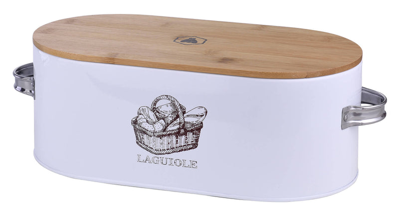 Contenitore Porta Pane in Acciaio Zincato e Coperchio in Bambù