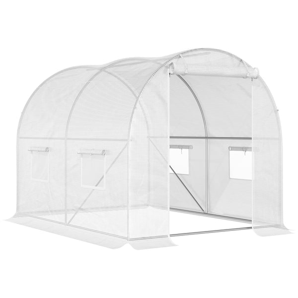 prezzo Serra a Tunnel 300x200x190 cm con 4 Finestrelle e Ingresso a Zip Acciaio Zincato e PE Bianco