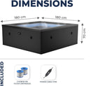 Piscina Spa Vasca Semi-Rigida 180x180x70 cm 6 Posti Riscaldamento Integrato Struttura in Schiuma NetSpa Celestia Nero Carbone
