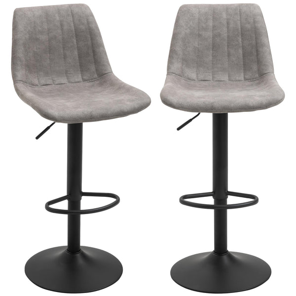 online Set 2 Sgabelli con Schienale 43x46,5x89-110 cm in Microfibra Grigio