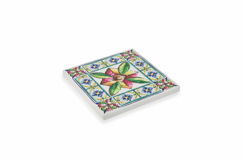 Set 6 Sottobicchieri Quadrati in Ceramica Fondo in Sughero 10x10 cm VdE Tivoli 1996 Costiera