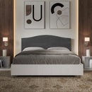 Letto Matrimoniale con Rete e Contenitore Alzata Comoda Struttura Bianco Frassico e Testata in Microfibra Grace Grigio Varie Misure