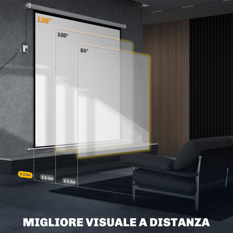 Telo Proiettore 120"" Formato 1:1 con Telecomando 236,5x8x236,5 cm Bianco 