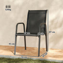 Set 4 Sedie Impilabili e Traspiranti 51x69x87 cm con Braccioli e Schienale Alto in Metallo e Poliestere Nero      