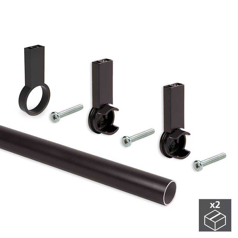 Set 2 Bastoni Appendiabiti per Armadi Rotondi 95 cm in Alluminio Emuca Grigio Metallizzato