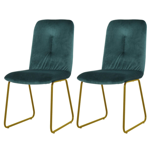 prezzo Set 2 Sedie Imbottite 44,5x59,5x91 cm in Flanella Verdi
