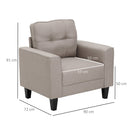 Poltrona 90x72x91 cm in Tessuto Effetto Lino Beige