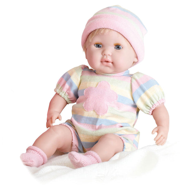 Bambola Bebè con Vestitino a Righe Colorate 38cm JC Toys sconto