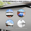 Copertura per Gazebo da Giardino 244x152 cm a 2 Livelli in Poliestere 160gsm Grigio Chiaro   