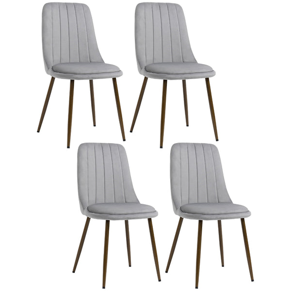 online Set 4 Sedie Imbottite 47x55x86 cm in Poliestere e Acciaio Grigio