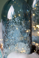 Bottiglia Decorativa con Neve e Led 40 cm in Vetro e Plastica