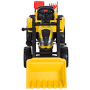 Trattore a Pedali per Bambini con Escavatore e Rimorchio Nero e Giallo 