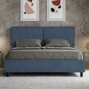 Letto Matrimoniale con Alzata Comoda Imbottito in Microfibra Sleeper Blu Varie Misure