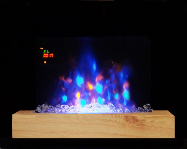 Camino Elettrico da Parete Effetto Fiamma 2000W CheminArte Fire Wood Nero sconto