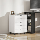 Cassettiera da Ufficio 50x40x67,5 cm con 5 Cassetti per Documenti A3 Ruote e Blocco Bianco      
