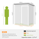 Capanno da Giardino 163x90x179 cm Porta Chiudibile con Prese d'Aria in Metallo Grigio Scuro      