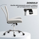 Sedia Ufficio Senza Braccioli 43x56x78-88 cm Girevole con Ruote Rivestimento in Tessuto Grigio  