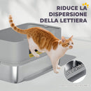 Lettiera per Gatti XL in Acciaio Inox con Paletta Lati Alti Antiperdita Antiodore Fino a 7 kg Grigio      