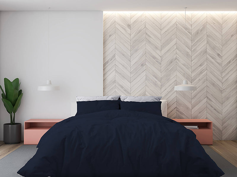 Copripiumino Matrimoniale con Sacco e Federe Tinta Unita Blu Scuro