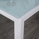 Set da Pranzo Tavolo con Piano in Vetro e 4 Sedie in Metallo e Similpelle  Bianco